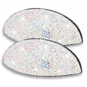 2Pcs Bling Drawer Pulls Flat Cup Pull Handmade Crystal Decoration Knobs Shell Ear Like Handles with Screws for Home Kitchen Bathroom Office Cabinet Dresser Bin Hardware