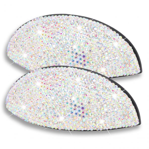 2Pcs Bling Drawer Pulls Flat Cup Pull Handmade Crystal Decoration Knobs Shell Ear Like Handles with Screws for Home Kitchen Bathroom Office Cabinet Dresser Bin Hardware