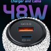 Bling USB C Car Charger, 48W PD QC Dual Port Fast Adapter with 3.2FT Type-C Charging Cable Compatible for iPhone 16 15 Pro Max iPad Android - Image 3